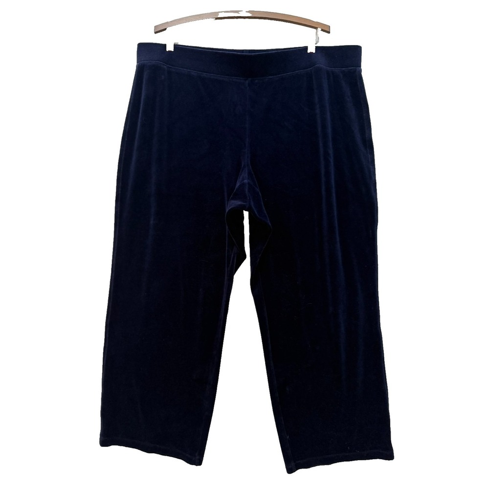 Talbots Woman Size 2X Navy‎ Velour Stretch Pull On Pants 27" Inseam